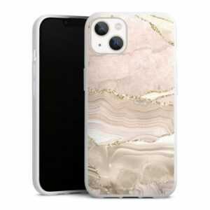 DeinDesign Handyhülle "Rose Marble Dream Golden Stripes" Apple iPhone 13, Silikon Hülle, Bumper Case, Handy Schutzhülle, Smartphone Cover Glitzer Look Marmor Utart
