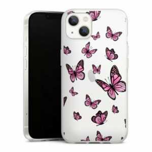 DeinDesign Handyhülle "Schmetterlinge Pink" Apple iPhone 13, Silikon Hülle, Bumper Case, Handy Schutzhülle, Smartphone Cover Schmetterling Muster Motiv ohne Hintergrund