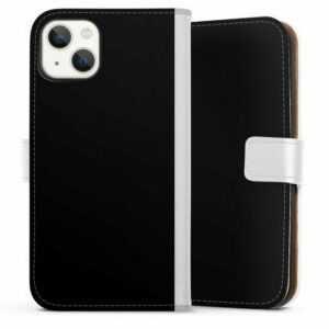 DeinDesign Handyhülle "Schwarz" Apple iPhone 13, Hülle, Handy Flip Case, Wallet Cover, Handytasche Leder einfarbig schwarz Farbe