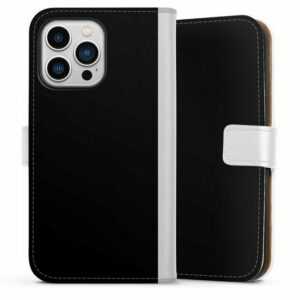 DeinDesign Handyhülle "Schwarz" Apple iPhone 13 Pro, Hülle, Handy Flip Case, Wallet Cover, Handytasche Leder einfarbig schwarz Farbe