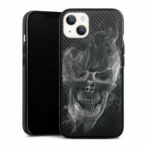 DeinDesign Handyhülle "Smoke Skull Carbon" Apple iPhone 13, Silikon Hülle, Bumper Case, Handy Schutzhülle, Smartphone Cover Totenkopf Schädel Carbon