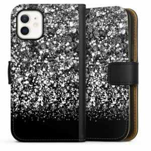 DeinDesign Handyhülle "Snow Fall Glitter Look" Apple iPhone 12 mini, Hülle, Handy Flip Case, Wallet Cover, Handytasche Leder Glitzer Look