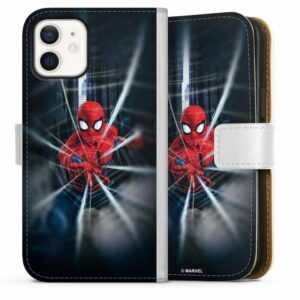 DeinDesign Handyhülle "Spider-Man Webs In Action" Apple iPhone 12, Hülle, Handy Flip Case, Wallet Cover, Handytasche Leder Marvel