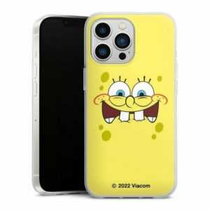 DeinDesign Handyhülle "Spongebob - Closeup" Apple iPhone 13 Pro, Silikon Hülle, Bumper Case, Handy Schutzhülle, Smartphone Cover Spongebob Schwammkopf Offizielles Lizenzprodukt Kindheit