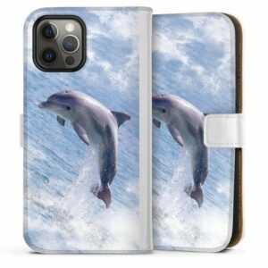 DeinDesign Handyhülle "Springender Delphin" Apple iPhone 12 Pro, Hülle, Handy Flip Case, Wallet Cover, Handytasche Leder Delfine Meer