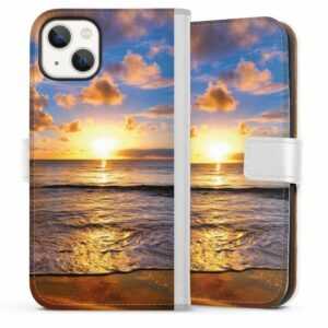 DeinDesign Handyhülle "Strand" Apple iPhone 13, Hülle, Handy Flip Case, Wallet Cover, Handytasche Leder Meer Sonnenuntergang Strand
