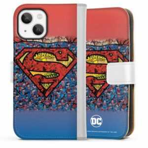 DeinDesign Handyhülle "Superman Logo Mosaic" Apple iPhone 13 Mini, Hülle, Handy Flip Case, Wallet Cover, Handytasche Leder Superman Offizielles Lizenzprodukt Logo