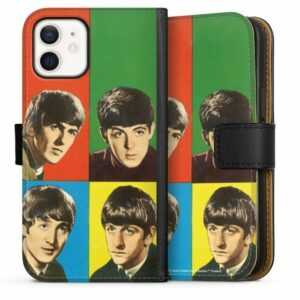 DeinDesign Handyhülle "The Beatles - Faces Color" Apple iPhone 12, Hülle, Handy Flip Case, Wallet Cover, Handytasche Leder Rock 'n' Roll