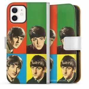 DeinDesign Handyhülle "The Beatles - Faces Color" Apple iPhone 12, Hülle, Handy Flip Case, Wallet Cover, Handytasche Leder Rock 'n' Roll