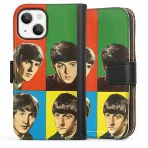 DeinDesign Handyhülle "The Beatles - Faces Color" Apple iPhone 13 Mini, Hülle, Handy Flip Case, Wallet Cover, Handytasche Leder Rock 'n' Roll Gesichter The Beatles
