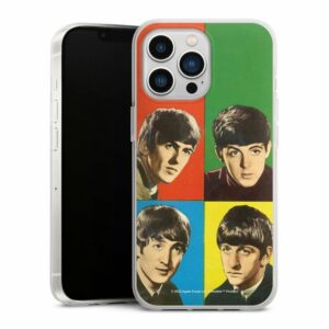 DeinDesign Handyhülle "The Beatles - Faces Color" Apple iPhone 13 Pro, Silikon Hülle, Bumper Case, Handy Schutzhülle, Smartphone Cover Rock 'n' Roll Gesichter The Beatles