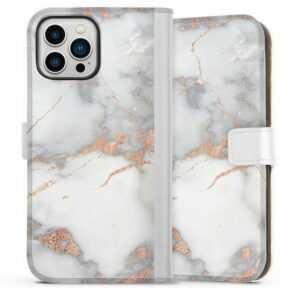 DeinDesign Handyhülle "White and Golden Marble Look" Apple iPhone 13 Pro Max, Hülle, Handy Flip Case, Wallet Cover, Handytasche Leder Gold Marmor Glitzer Look