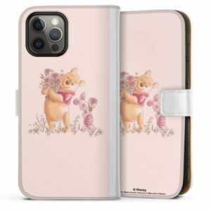 DeinDesign Handyhülle "Winnie Pooh and Piglet Flowers" Apple iPhone 12 Pro, Hülle, Handy Flip Case, Wallet Cover, Handytasche Leder Disney