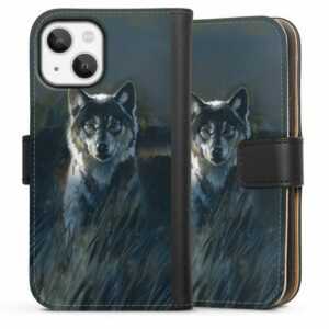 DeinDesign Handyhülle "Wolf 2" Apple iPhone 13 Mini, Hülle, Handy Flip Case, Wallet Cover, Handytasche Leder Wolf Natur Malerei
