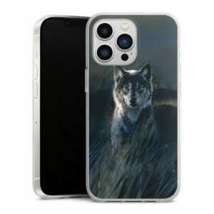 DeinDesign Handyhülle "Wolf 2" Apple iPhone 13 Pro, Silikon Hülle, Bumper Case, Handy Schutzhülle, Smartphone Cover Wolf Natur Malerei