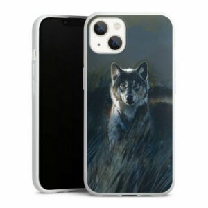 DeinDesign Handyhülle "Wolf 2" Apple iPhone 13, Silikon Hülle, Bumper Case, Handy Schutzhülle, Smartphone Cover Wolf Natur Malerei