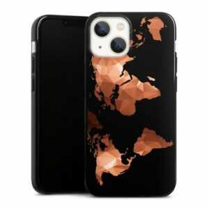 DeinDesign Handyhülle "Worldmap Triangle ohne Hintergrund" Apple iPhone 13 Mini, Silikon Hülle, Bumper Case, Handy Schutzhülle, Smartphone Cover Weltkarte Landkarte Bronze