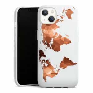 DeinDesign Handyhülle "Worldmap Triangle ohne Hintergrund" Apple iPhone 13, Silikon Hülle, Bumper Case, Handy Schutzhülle, Smartphone Cover Weltkarte Landkarte Bronze