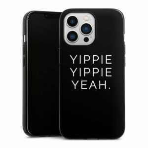 DeinDesign Handyhülle "Yippie Yippie Yeah Black" Apple iPhone 13 Pro, Silikon Hülle, Bumper Case, Handy Schutzhülle, Smartphone Cover