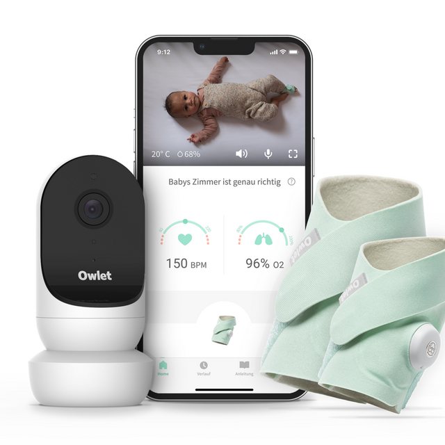 Owlet Baby Care DE Babyphone, Owlet Monitor Duo 2 Plus: Smart Sock 3 Plus (bis 5 Jahre) & Cam 2