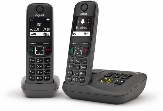 Gigaset Gigaset AE690A Duo DECT Schnurlostelefon Schnurloses DECT-Telefon (Mobilteile: 2, mit Anrufbeantworter & Freisprechen)