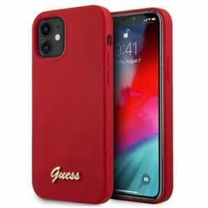 Guess Handyhülle "Guess Silikon Script Apple iPhone 12 Mini Rot Hard Case Cover Schutzhülle Etui"