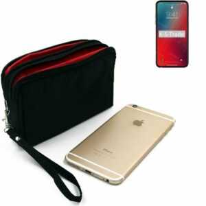 K-S-Trade Handyhülle, Schutz Hülle Handy Hülle kompatibel mit Apple iPhone 12 Pro Gürteltasche Travelbag Handytasche mit Zusatzfächern, schwarz