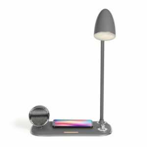 LIVOO Tischleuchte "LIVOO Nachttischlampe Induktionsladestation Smartphone Bluetooth USB TEA291G grau"