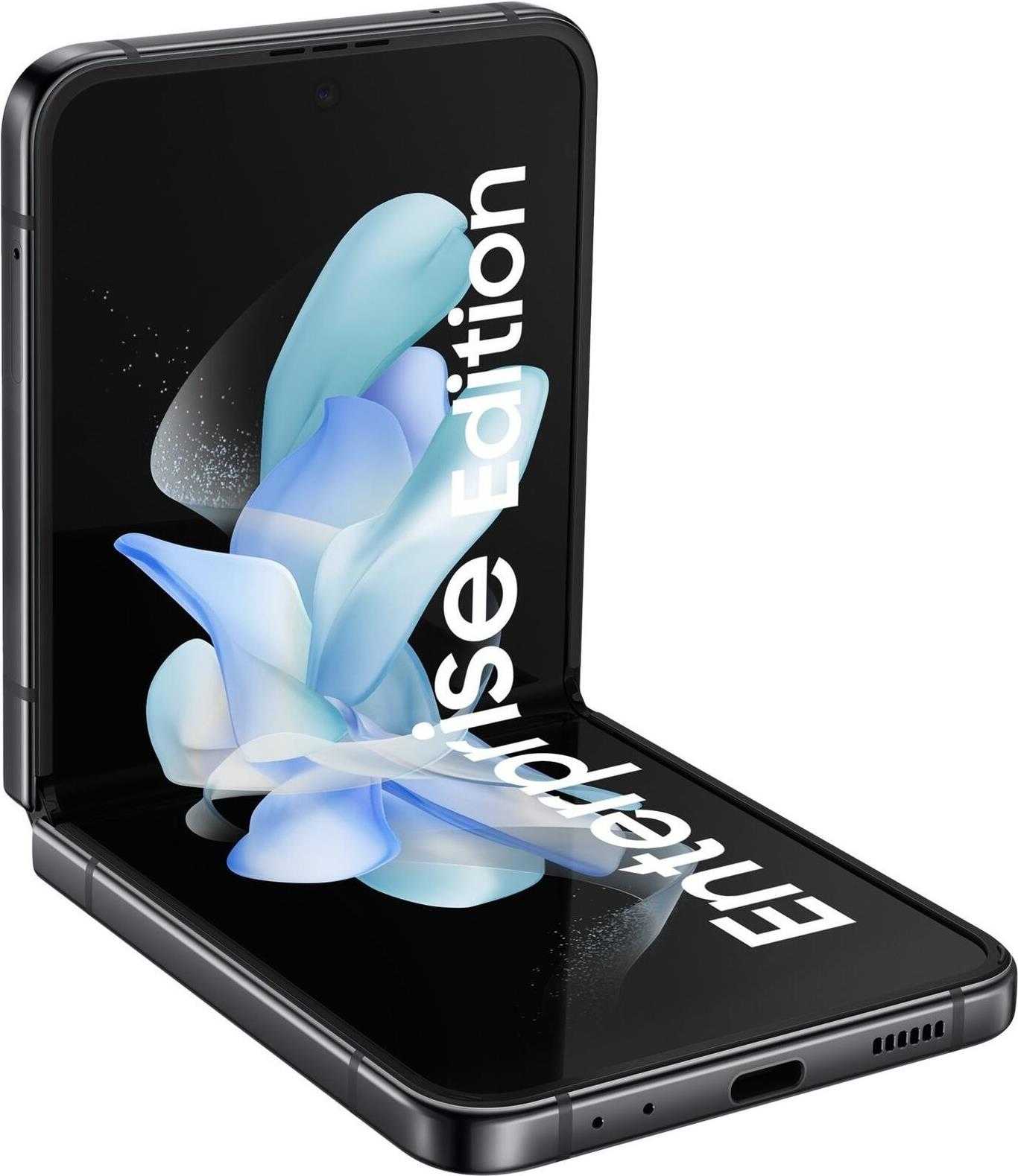 Samsung Galaxy Z Flip4 – Enterprise Edition – 5G Smartphone – Dual-SIM – RAM 8 GB / Interner Speicher 128 GB – OLED-Display – 6.7 – 6.7 – 2640 x 1080 Pixel 2640 x 1080 Pixel (120 Hz) – 2 x Rückkamera 12 MP, 12 MP – front camera 10 MP – Graphite