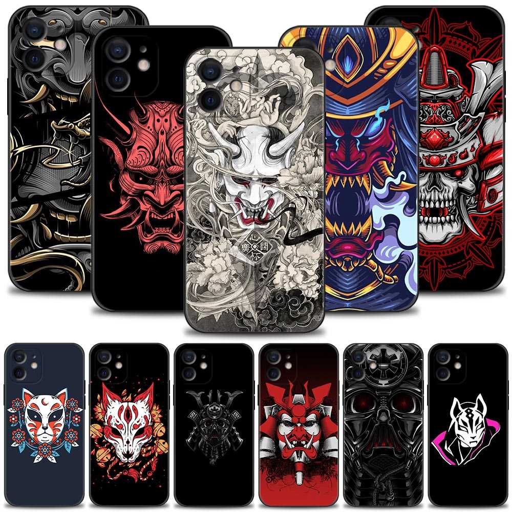 Samurai Oni Maske Telefon Fall Für Apple iPhone 13 12 11 Pro Max Mini XS Max XR X 7 8 plus 6 6S SE