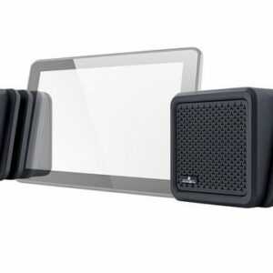 Schwaiger 661682 Bluetooth Stereo Lautsprecher mit Tablet & Smartphone Halterung Stand-Lautsprecher