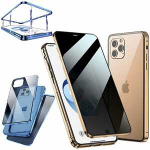 Wigento Handyhülle "Beidseitiger 360 Grad Privacy Magnet / Glas Case Bumper für Apple iPhone 12 Pro / iPhone 12 6.1 Zoll Handy Tasche Case Hülle Cover New Style"