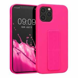 kwmobile Handyhülle, kwmobile Handyhülle kompatibel mit Apple iPhone 12 / 12 Pro - Hülle mit Fingerhalter und Standfunktion - Silikon Case Handy Cover in Neon Pink