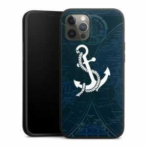 DeinDesign Handyhülle "Anker Landkarte Segeln Sailors Style", Apple iPhone 12 Pro Max Silikon Hülle Premium Case Handy Schutzhülle