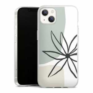 DeinDesign Handyhülle "Blume Boho Malerei Flower Mint and Cream", Apple iPhone 13 Silikon Hülle Bumper Case Handy Schutzhülle