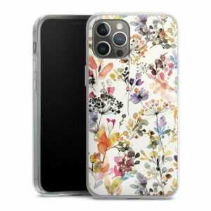 DeinDesign Handyhülle "Blume Muster Pastell Wild Grasses", Apple iPhone 12 Pro Max Silikon Hülle Bumper Case Handy Schutzhülle
