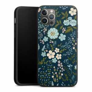 DeinDesign Handyhülle "Blumen Muster Blau Floral Autumn 4", Apple iPhone 12 Pro Silikon Hülle Premium Case Handy Schutzhülle