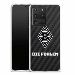 DeinDesign Handyhülle "Borussia Mönchengladbach Carbon Gladbach Die Fohlen Carbon", Samsung Galaxy S20 Ultra 5G Silikon Hülle Bumper Case Smartphone Cover
