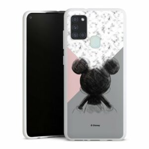 DeinDesign Handyhülle "Disney Marmor Mickey Mouse Mickey Mouse Scribble", Samsung Galaxy A21s Silikon Hülle Bumper Case Handy Schutzhülle