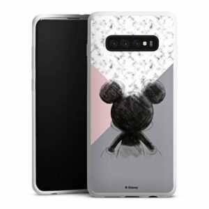 DeinDesign Handyhülle "Disney Marmor Mickey Mouse Mickey Mouse Scribble", Samsung Galaxy S10 Plus Silikon Hülle Bumper Case Handy Schutzhülle