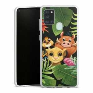 DeinDesign Handyhülle "Disney Simba Timon und Pumbaa Simbas Friends", Samsung Galaxy A21s Silikon Hülle Bumper Case Handy Schutzhülle