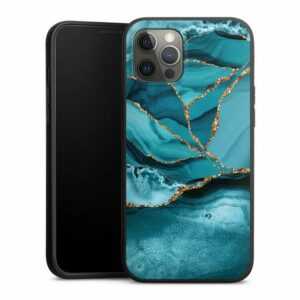 DeinDesign Handyhülle "Edelstein Glitzer Look Marmor Eisblaue Marmor Landschaft", Apple iPhone 12 Pro Max Silikon Hülle Premium Case Handy Schutzhülle