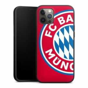 DeinDesign Handyhülle "FC Bayern München Offizielles Lizenzprodukt FCB Großes FCB Logo Rot", Apple iPhone 12 Pro Max Silikon Hülle Premium Case Handy Schutzhülle
