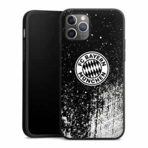 DeinDesign Handyhülle "FC Bayern München Offizielles Lizenzprodukt FCB Splatter Schwarz - FCB", Apple iPhone 12 Pro Silikon Hülle Premium Case Handy Schutzhülle