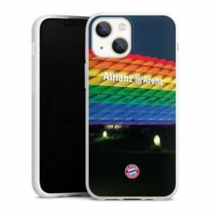 DeinDesign Handyhülle "FC Bayern München Regenbogen Stadion Allianz Arena Rainbow", Apple iPhone 13 Mini Silikon Hülle Bumper Case Handy Schutzhülle