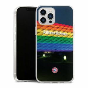 DeinDesign Handyhülle "FC Bayern München Regenbogen Stadion Allianz Arena Rainbow", Apple iPhone 13 Pro Max Silikon Hülle Bumper Case Handy Schutzhülle