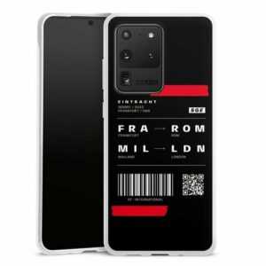 DeinDesign Handyhülle "Fanartikel Flugticket Eintracht Frankfurt", Samsung Galaxy S20 Ultra 5G Silikon Hülle Bumper Case Smartphone Cover