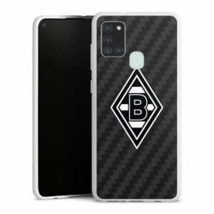 DeinDesign Handyhülle "Gladbach Borussia Mönchengladbach Carbon Borussia Raute Carbon", Samsung Galaxy A21s Silikon Hülle Bumper Case Handy Schutzhülle