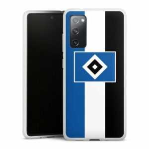 DeinDesign Handyhülle "HSV Streifen Hamburger SV HSV Streifen - Blau-Weiß-Schwarz", Samsung Galaxy S20 FE 5G Silikon Hülle Bumper Case Handy Schutzhülle
