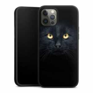 DeinDesign Handyhülle "Katze Auge schwarz Tom Cat", Apple iPhone 12 Pro Max Silikon Hülle Premium Case Handy Schutzhülle